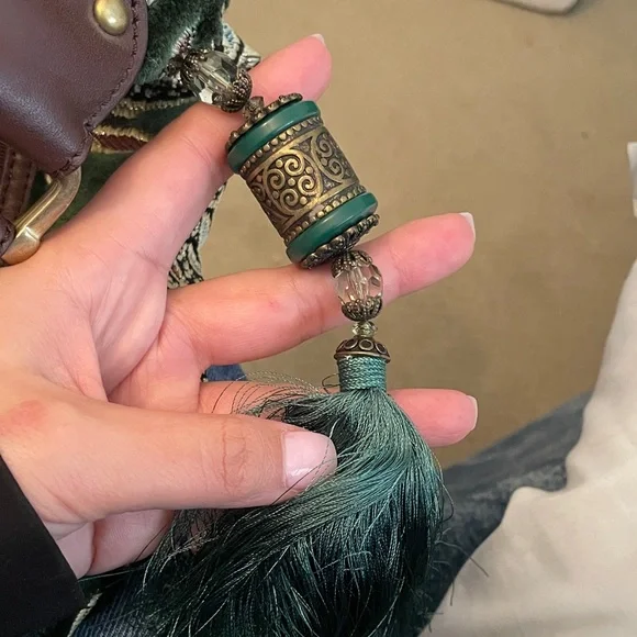 Maxx New York Green and Brown Patterned Hobo Bag - Picture 3 of 8